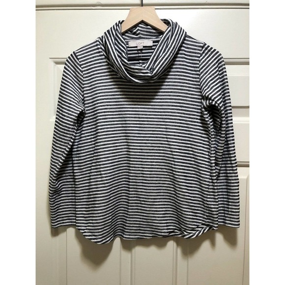 LOFT Women's XS Striped Cowl-Neck Thermal Top - Picture 1 of 4